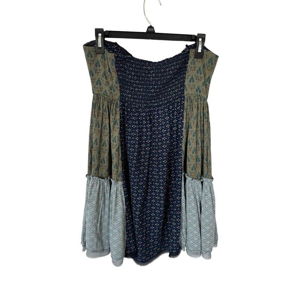 Free People "Across The Sea" Patchwork Strapless Tunic Mini Dress Indie Size M - Picture 10 of 10